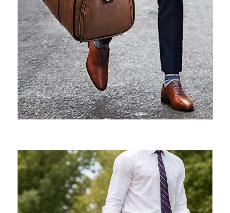 2025 New Men's Large Capacity Leather Waterproof Weekend Travel Business Convertible Suit Bag 2 in 1 Hand Carry-on Luggage Bag