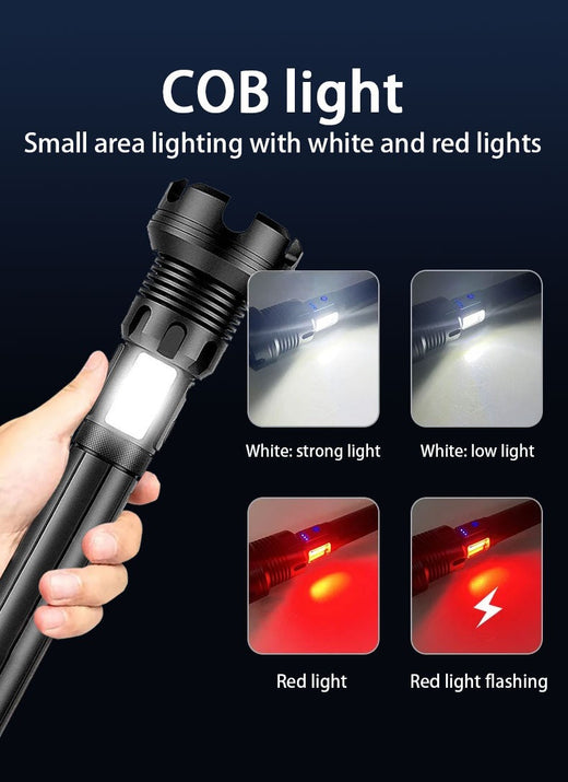 High Power Led Flashlight XHP390 High Lumen 10000000 Rechargeable Most Strong Light Lamp Tactical Lantern Camping Outdoor Torch