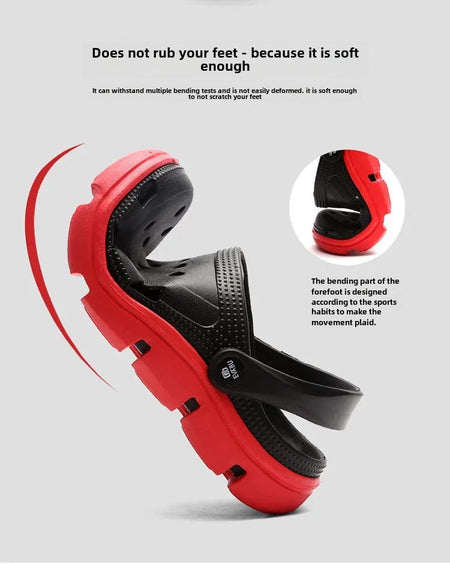 2024 Summer Plus Size Hollow Out Sandals Men's Breathable Slippers Trendy Thick Base Slip-On Beach Shoes Men's Footwear