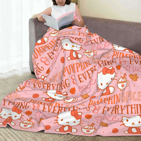 Christmas Hello Kitty Blankets Quality Warm Throw Blanket Winter Travel Office Couch Bed Graphic Bedspread