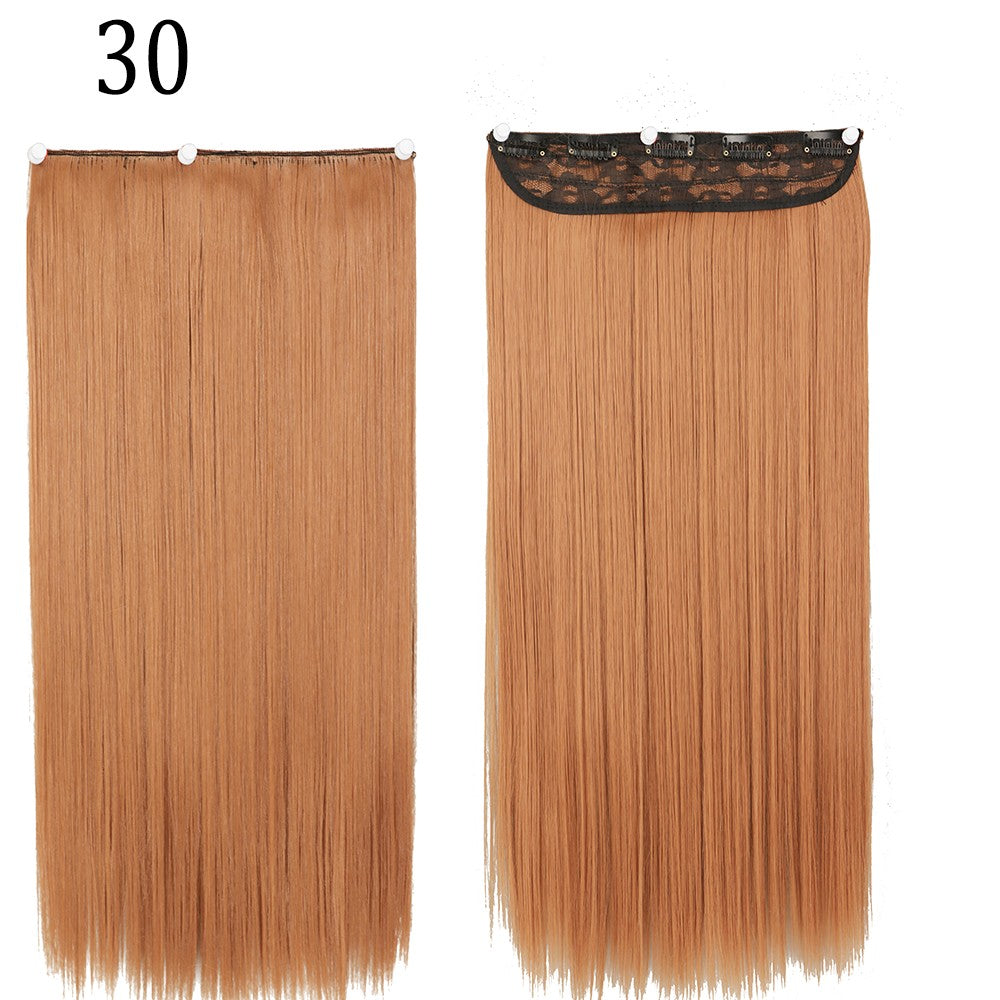 Synthetic Long Straight 5 Clip In Hair Extensions 22’‘ High Resistant Temperature Fiber Black Brown Blonde Hairpiece