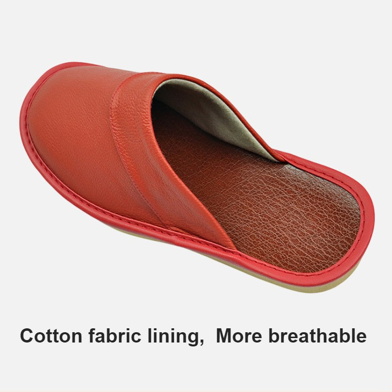Big sizeGenuine Cow Leather Slippers Homes in indoor slipper Spring Autumn men women elderly non-slip casual single Slides shoes