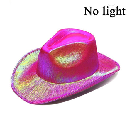 Wireless LED Western Cowboy Hat Light Up Cowboy Hat Disco Bride Pink Cowgirl Hat Concert NightClub Wedding Costumes Accessories