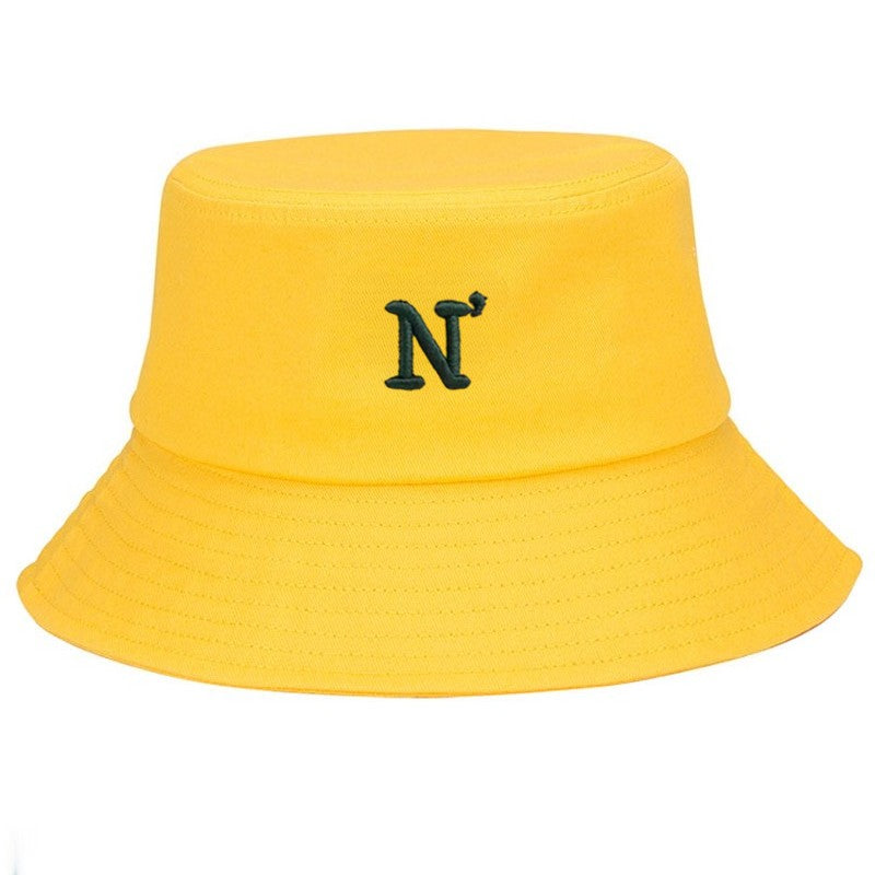 N Letter Cotton Bucket Hat for Men Women Adjustable Simple Style Fishing Cap Soft Sun Protection Outdoor Casual Daily Hat Gift