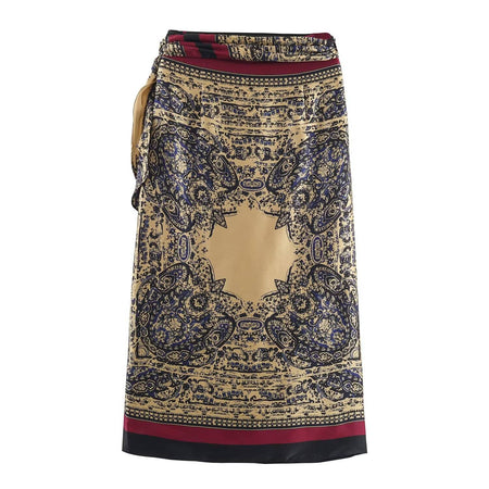 2025 autumn new women's clothing casual fashion versatile elegant temperament vacation style paisley wrapped skirt