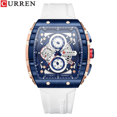 CURREN Fashion men watch brand unique square design luxury quartz sports tape watches men waterproof