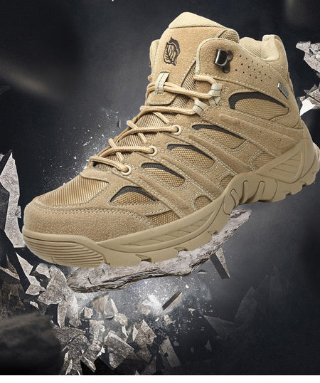 New Men High Quality Leather Boots Fishing Hunting Sneakers Desert Combat Men's Boots Outdoor Hiking Shoes Ankle Boots Work Safe