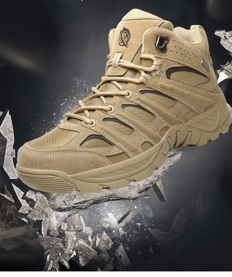 New Men High Quality Leather Boots Fishing Hunting Sneakers Desert Combat Men's Boots Outdoor Hiking Shoes Ankle Boots Work Safe