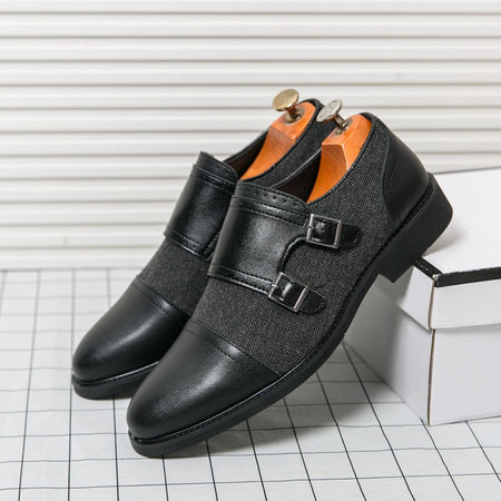 Spring Italian Double Button Loafers High-quality Blue Leather Shoes for Men Men Leather Shoes Patent Mens Wedding Dress Shoes