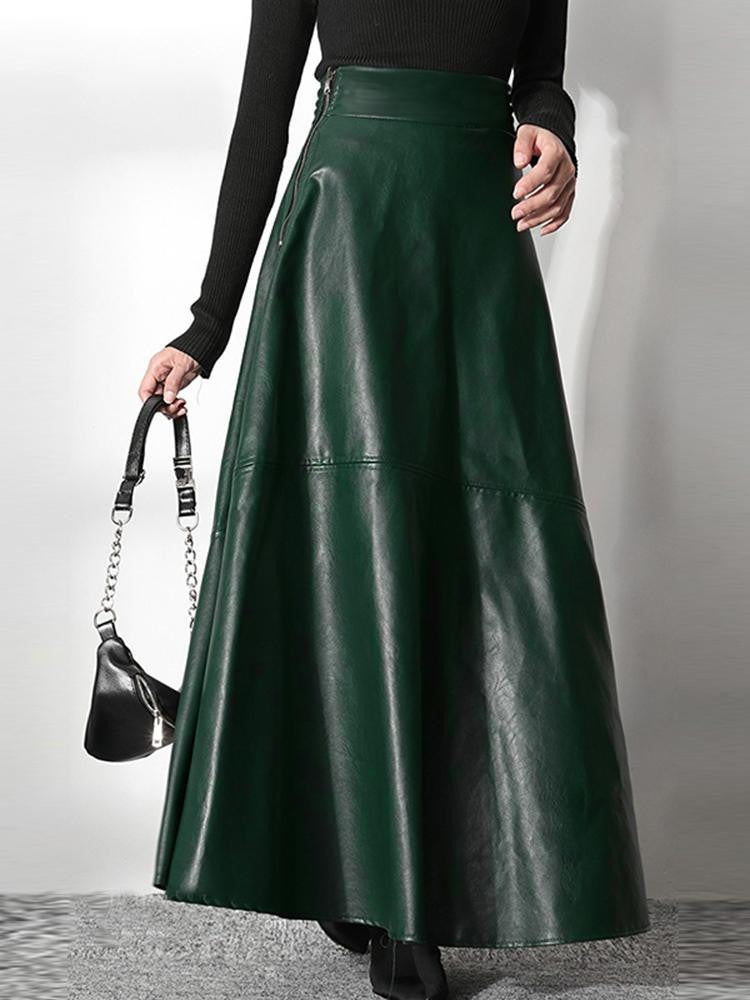 ZANZEA Women's PU Leather Maxi Skirt 2023 Spring Elegant OL Long Saias Fashion Solid Mujer Faldas Casual High Waist Zipper Jupe