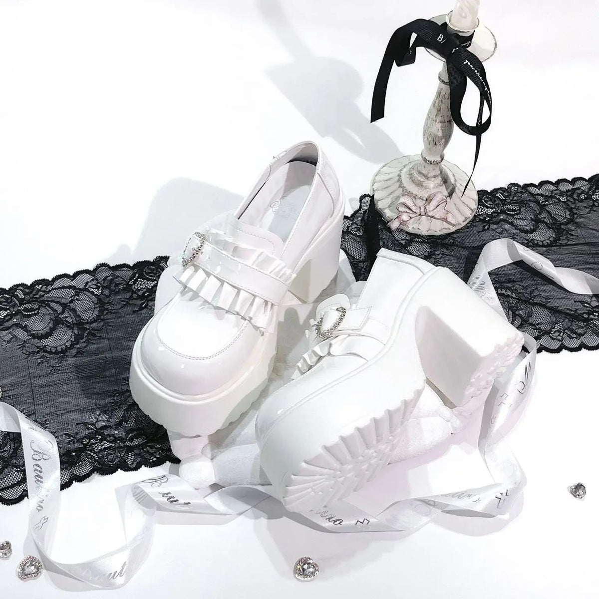 2025 Summer Sweet Bow Mary Janes: Women's Lolita Thick-soled Shoes, Block Heel, High Heel, Sweet-cool Style Leather Shoes