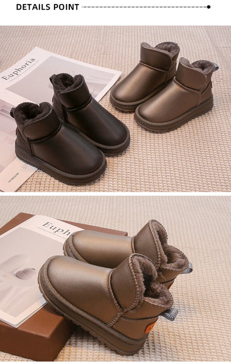 Boys Girls Winter Boots Kids Snow Boots Ankle Slip-on Fashion Classic Warm Thick Plush Cotton Children Rubber Boots 26-37 Soft
