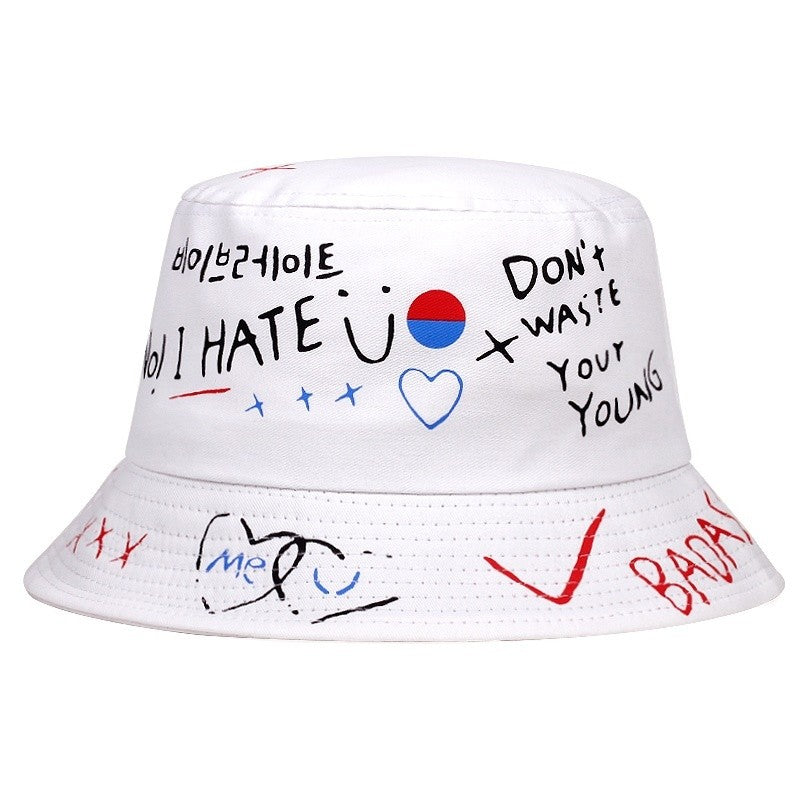 New summer unisex bucket hat foldable outdoor shade men women beach fisherman hats fashion hat graffiti printing hat