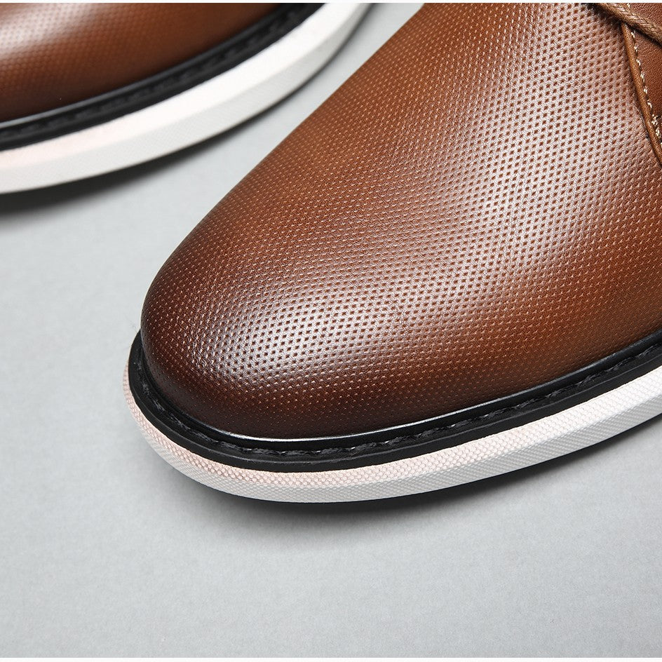 BHKH 2025 Genuine Leather Dress Shoes Comfy Men Casual Shoes Smart Business Work Office Lace-up Men Shoes