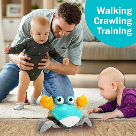 Induction Escape Crab Electric Pets Musical Toys Toddler Crawling Baby Walker Crab Interactive Toys for Children Gifts