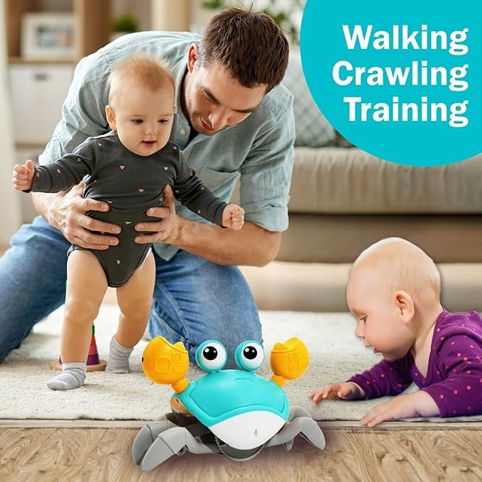 Induction Escape Crab Electric Pets Musical Toys Toddler Crawling Baby Walker Crab Interactive Toys for Children Gifts