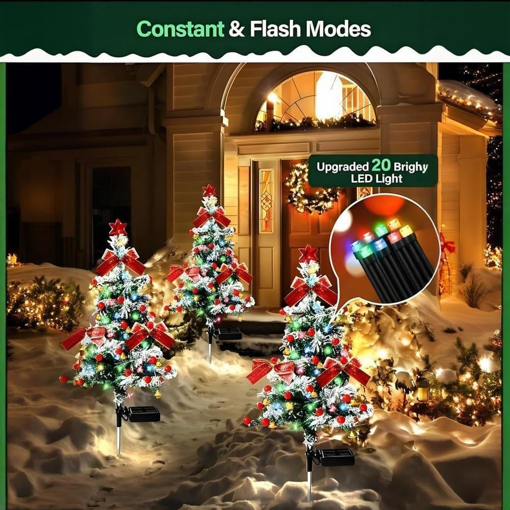 1PCS Solar Powered Christmas Tree Yard Stake , Waterproof Multi-Color LED Lights with 8 Modes, for Outdoor Garden Patio Decor