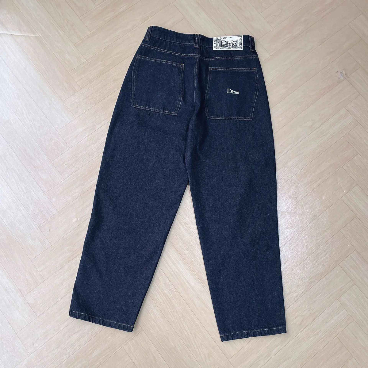 Dime Baggy Straight Leg Loose Casual Streetwear Skateboard Men's Jeans ENIM PANTS Washed Denim Long Short Hip Hop Style