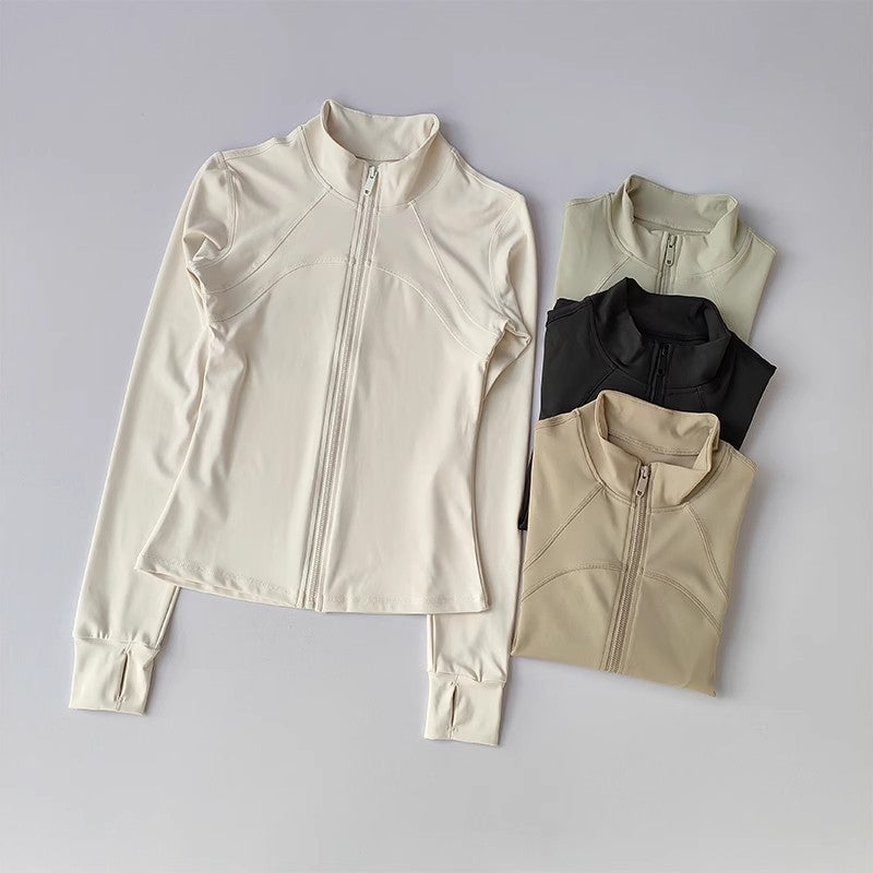 Women's Quick-Drying Long Sleeve Sports Jacket Running Training Fitness Top Gym Workout Sweatshirt - Casual Sports Coat