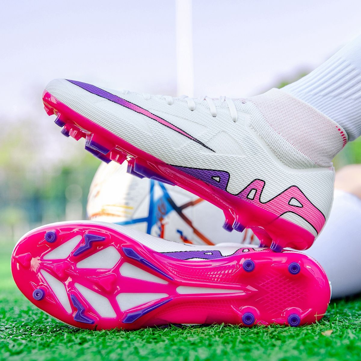 New Men High-top Football Boots Grass Cleats Non-Slip Soccer Shoes Futsal Sneakers High-quality Match Indoor Hot-selling Outdoor