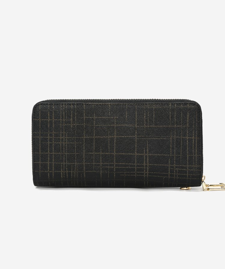 FOXER Split Leather Lady's Wallet Bifold Long Clutch Bag with Wristlet Fashion Card Holder Coin Purse Cellphone Money Bag
