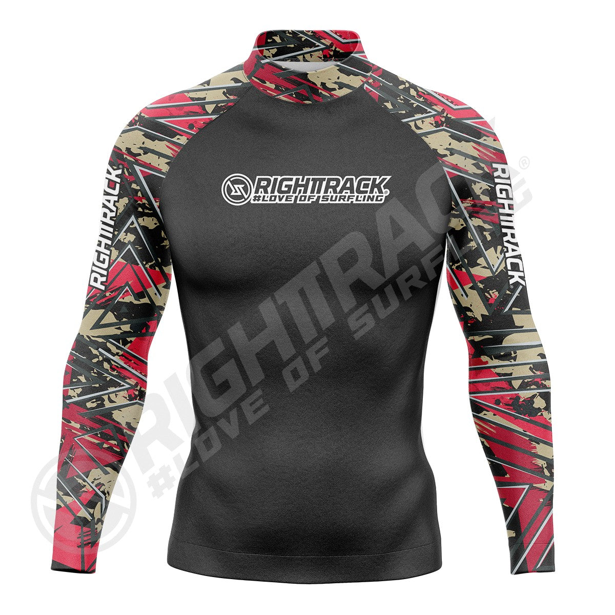 New Men's Surfing Shirt Spray Camo Lycra Rashguard RIGHTTRACK Surf Sportswear Beach UV Swimwear UPF50+ Clothes