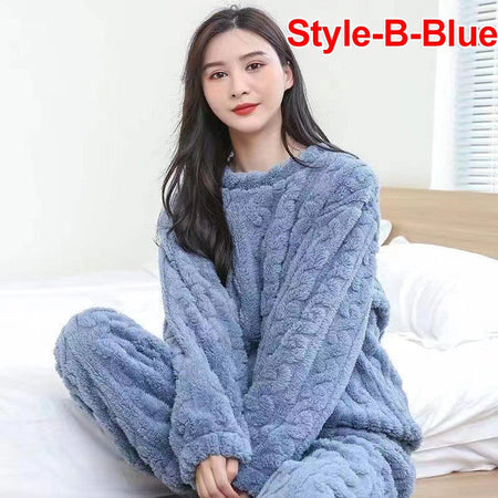 Winter Women's New Pajamas Homewear Suit Women's Fall and Winter Warm Clothes Coral Velvet Leisure Pajamas Padded Homewear