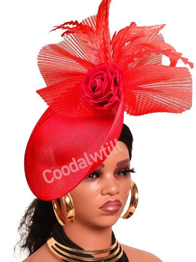 Navy Mesh Fascinator Wedding Women Hat Ladies Royal Ascot Headpiece For Festival Party Pillbox Cap Flower Headwear Church Event