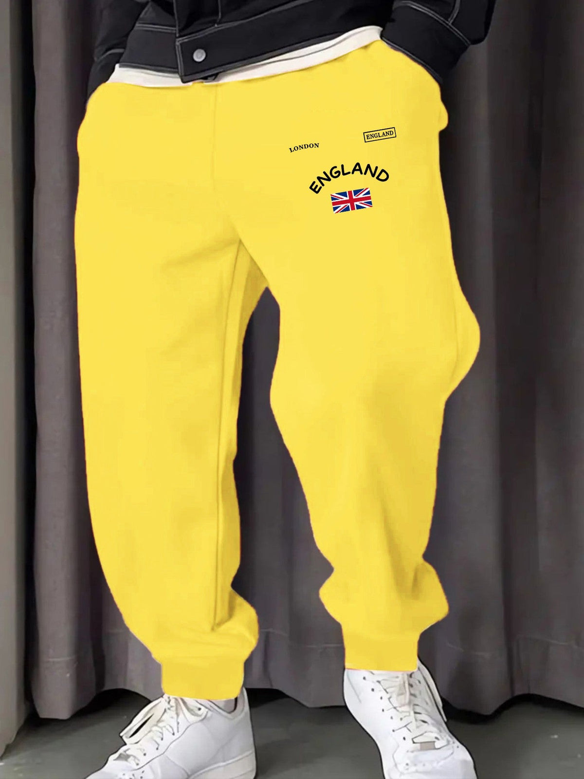London England Union Printing Man Sweatpants Fashion Elastic Waist Pants Trendy Drawstring Pant Casual Warm Britches