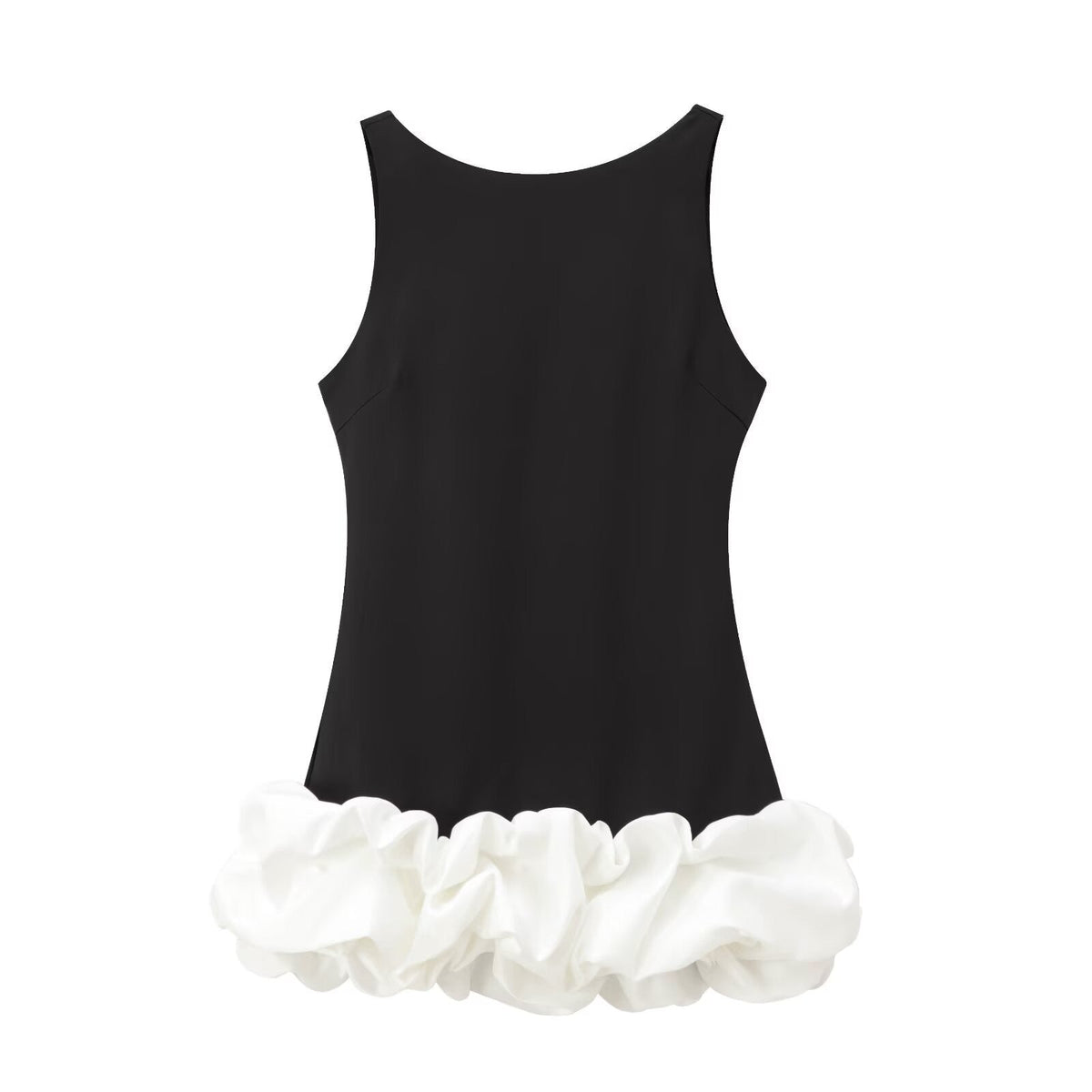 TFMLN Fashion Women Ruffle Pleated Dress Slim O-neck Sleeveless Backless Dresses Female 2025 Party Club Lady Vestidos