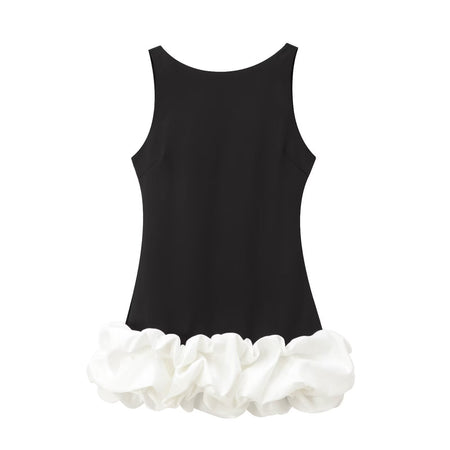 TFMLN Fashion Women Ruffle Pleated Dress Slim O-neck Sleeveless Backless Dresses Female 2025 Party Club Lady Vestidos