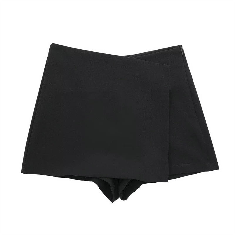 MUJER 2025 Asymmetric Skort For Women Black High Waist Mini Skirt Shorts Women Casual Bermuda Shorts Woman Summer Skirt Shorts