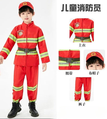 Children's Firefighter Performance Costume Kids Sets Boys and Girls Cosplay Fireman Clothes Festival Stage Show Clothes