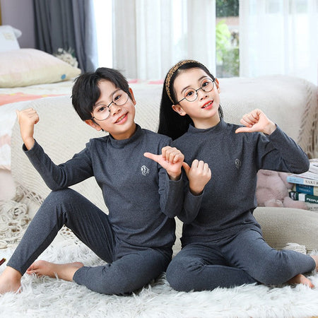 Kids Pajama Sets Autumn Winter Thermal Underwear Suit Girls Boys Cotton Outfits 3-14 Years Teens Clothes No Trace Warm Sleepwear