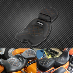 Motorcycle Leather Front Driver Rear Passenger Seat Two-Up Seat For Harley Touring Road King CVO Electra Street Glide 09-23