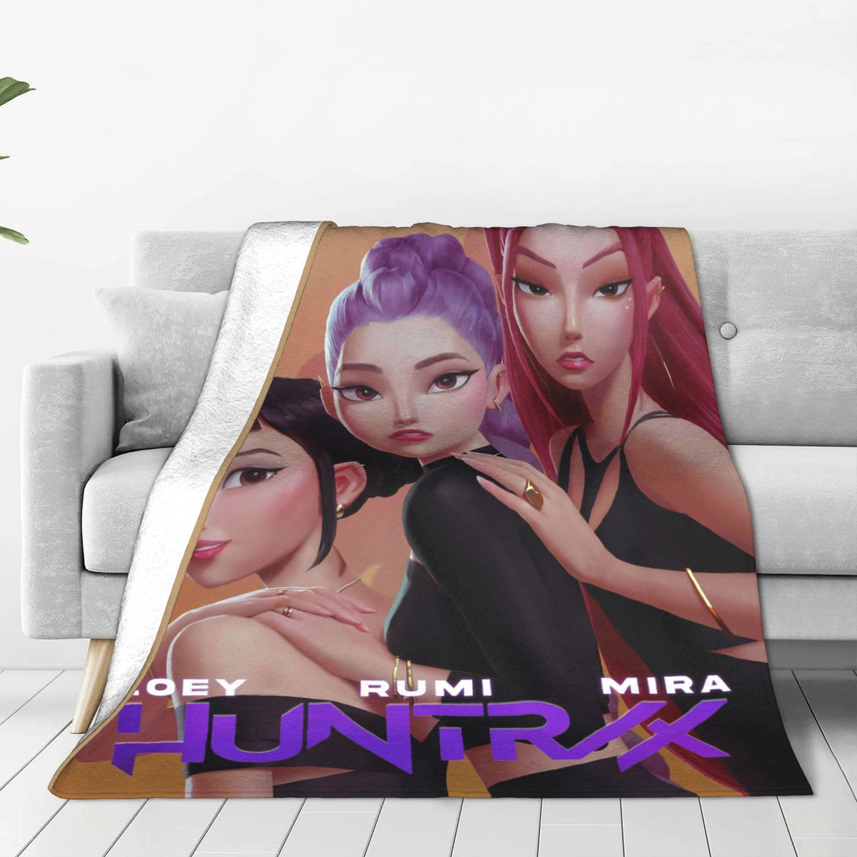 kpop Demon Hunters Huntrix Golden Blanket  Warm Graphic Plush Throw Blanket For Girls Boys Living Room Flannel Bedspread Cover