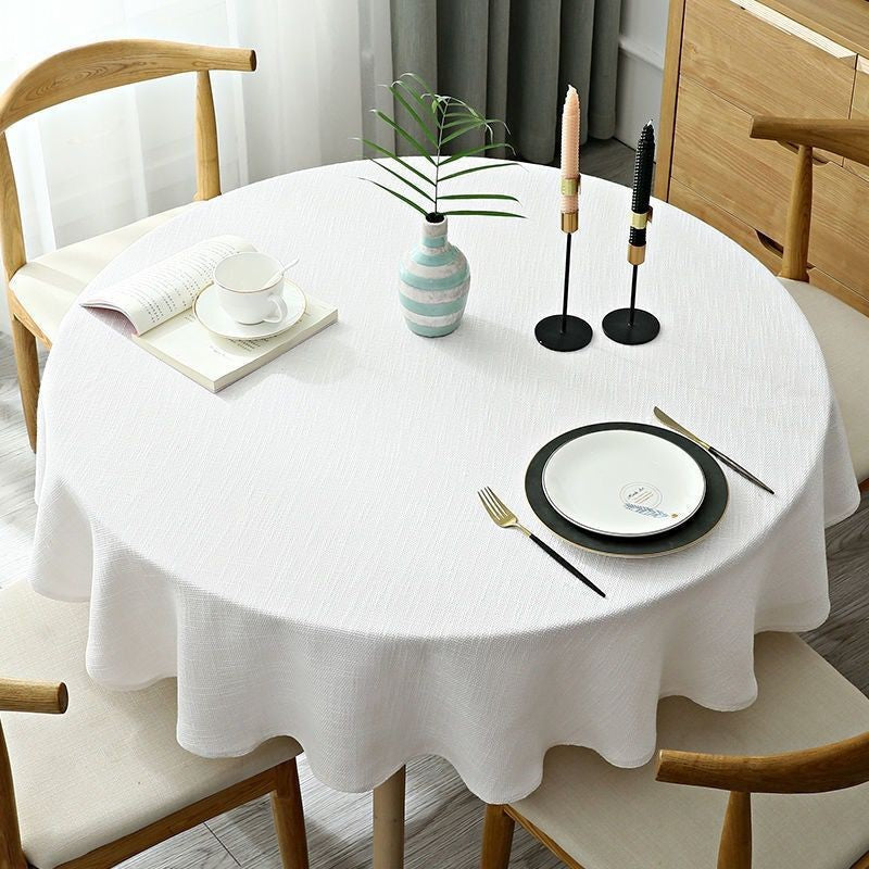 Round Table Cover Linen Round Tablecloth Solid Color Table Cloth Dining Tea Home Hotel Banquet Fabric Tablecloth