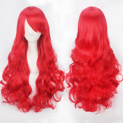 European and American style cos color anime wig, with foreign trade buckle net, universal, 80CM long, curly Synthetic fiber wig