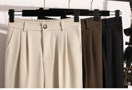 Plus Size Pants Woman 2025 Autumn Winter New Arrival High Waist Suit Pants High Quality Korean Style Straight Trousers