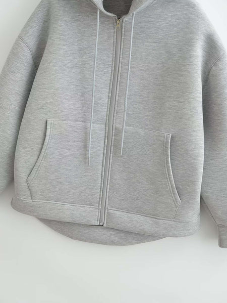 HH Autumn Winter Women's Zipper Hoodie Coat High Street Double Pockets Oversize Jakcet Loose Sweatshirts Outerwear Top