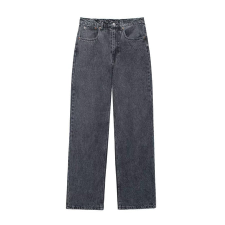 HH 2024 Women's Street Fashion Denim Blue Jeans Distressed Patchwork High Waist Zipper Fly Ripped Retro Long Pants