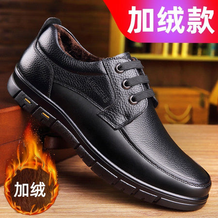 Hot Sale Men Genuine Leather Casual Shoes Soft Sole Lace-up Luxury Brand Middle-aged Old Man Dad Lightweight Loafers Shoes