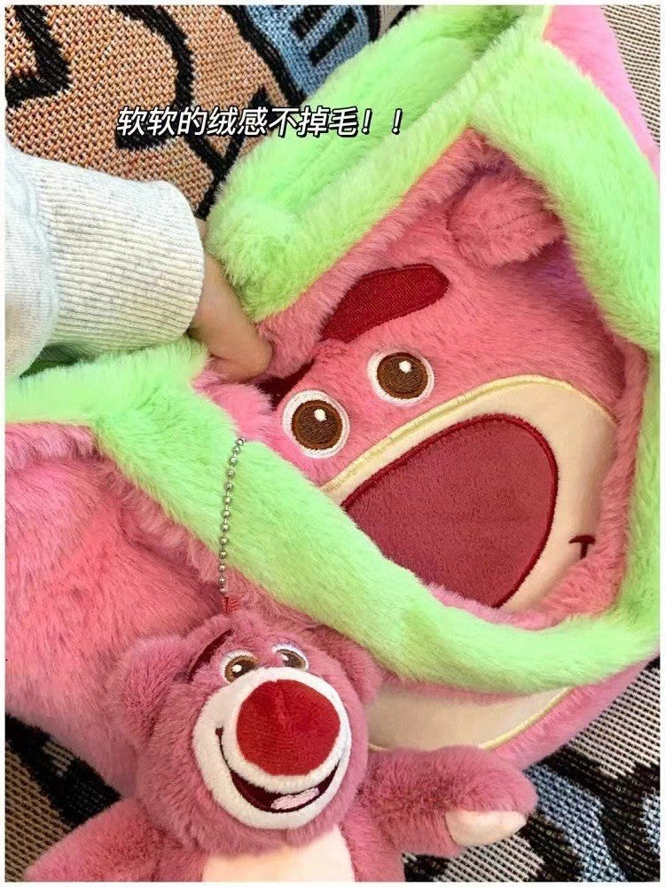 Disney Winnie Bear Turn Into Tigger Plush Handbag Cartoon Reversible Lotso Change To Alien Plush Doll Bag Xmas Women Girls Gift