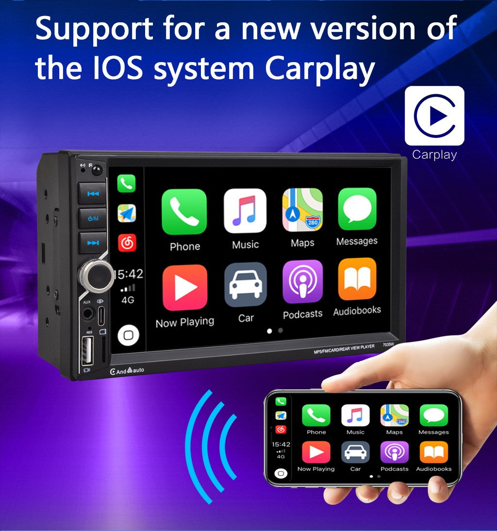 ESSGOO 7" For Carplay 2 Din Car Mp5 Radio Touch Screen Stereo FM Audio Stereo Player SD USB support BT Camera HD Mp5 Autoradio