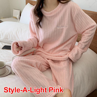 Winter Women's New Pajamas Homewear Suit Women's Fall and Winter Warm Clothes Coral Velvet Leisure Pajamas Padded Homewear