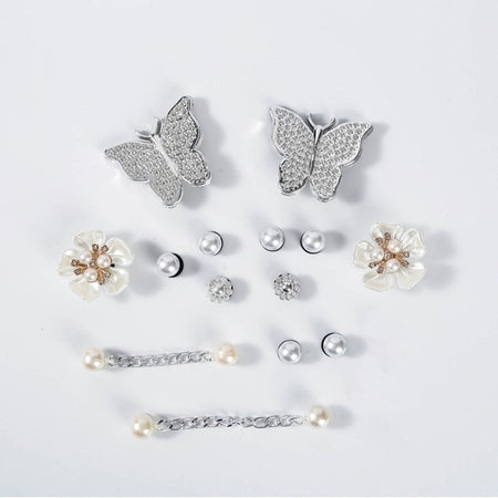 Silver Butterfly Platform Sandals for Women Summer Fashion Pearl Flower Decor Clogs Shoes Woman Thick Bottom EVA Beach Slippers