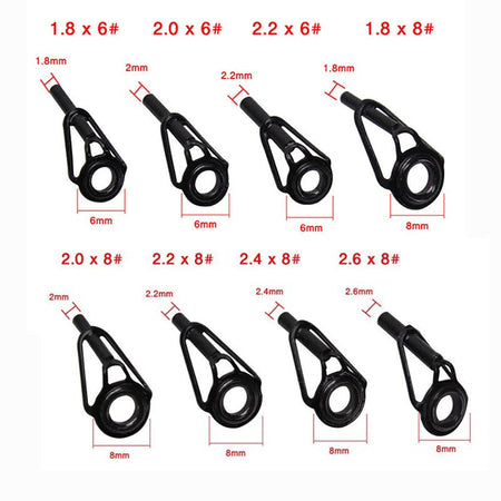 Stainless Steel Fishing Top Rod Guide Porcelain Ring 8pcs DIY Fishing Pole Tip Repair Rod Tip Accessories Fishing Tackle Pesca