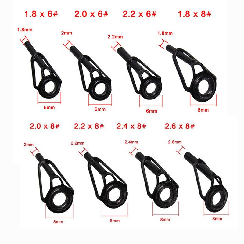 Stainless Steel Fishing Top Rod Guide Porcelain Ring 8pcs DIY Fishing Pole Tip Repair Rod Tip Accessories Fishing Tackle Pesca