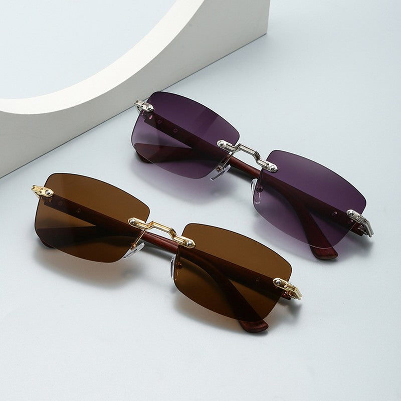 Vintage Frameless Sunglasses for Women Men Rectangle Sun Glasses Female Oval Eyewear Oculos De Sol for Male Female Eyeglasses