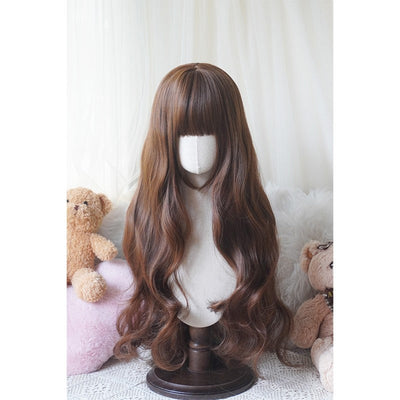 32cinch Lolita Style Long Curly  Wig | Heat Resistant Synthetic Hair with Bangs for Cosplay, Halloween, Anime Theme Party Dress